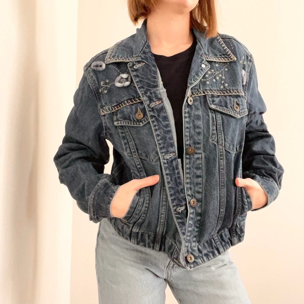 Vintage Liz Claiborne Embroidered Jean Jacket